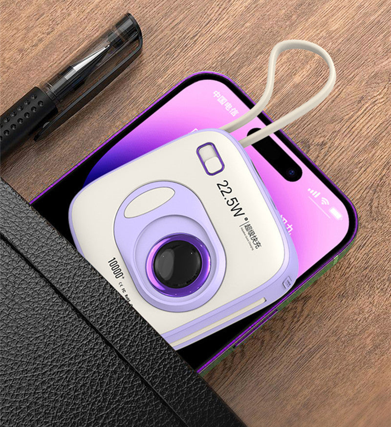Lisslune | Dual Fast Charge Digital Display Slim 10000mAh Portable Power Bank With Built-in Cables