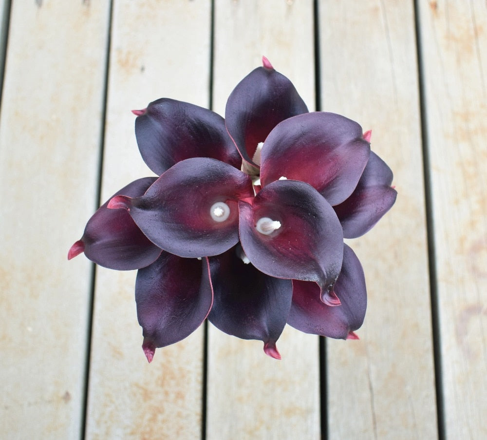 Lisslune | 10 marine blue Calla lily PU Real Touch flowers wedding decoration bouquets table decoration artificial flowers home decor