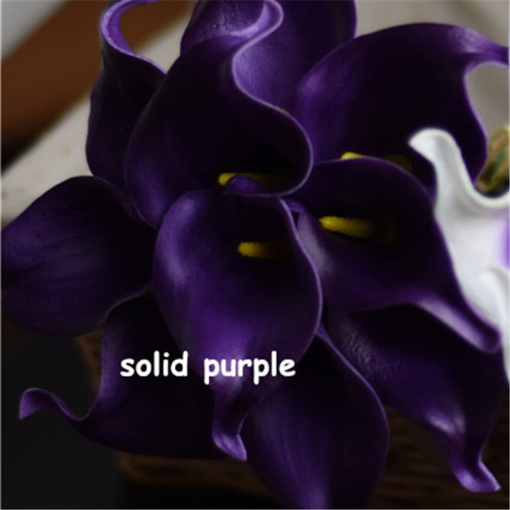 Lisslune | 10 marine blue Calla lily PU Real Touch flowers wedding decoration bouquets table decoration artificial flowers home decor