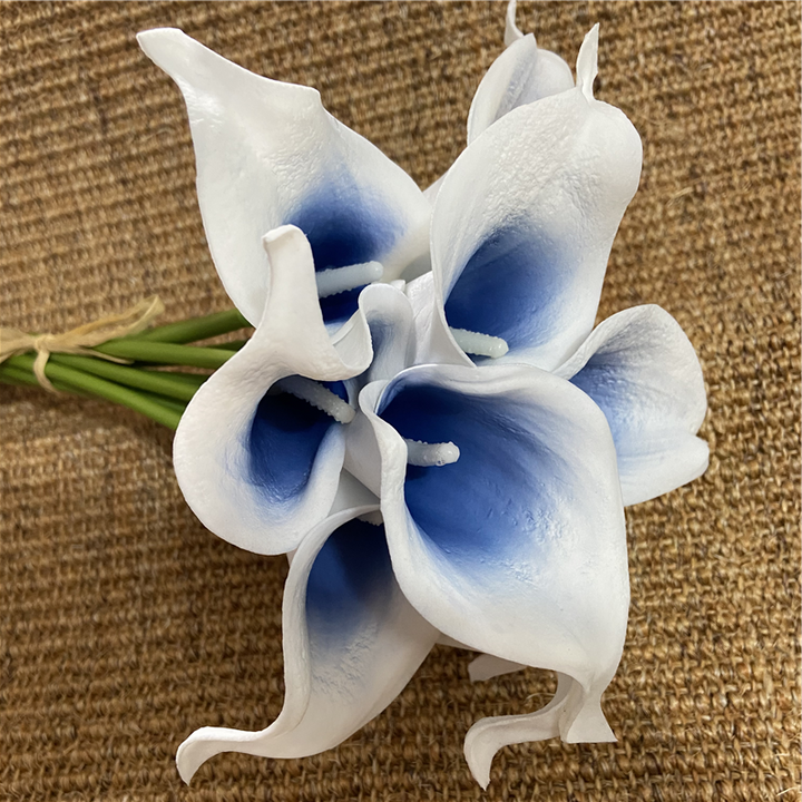 Lisslune | 10 marine blue Calla lily PU Real Touch flowers wedding decoration bouquets table decoration artificial flowers home decor