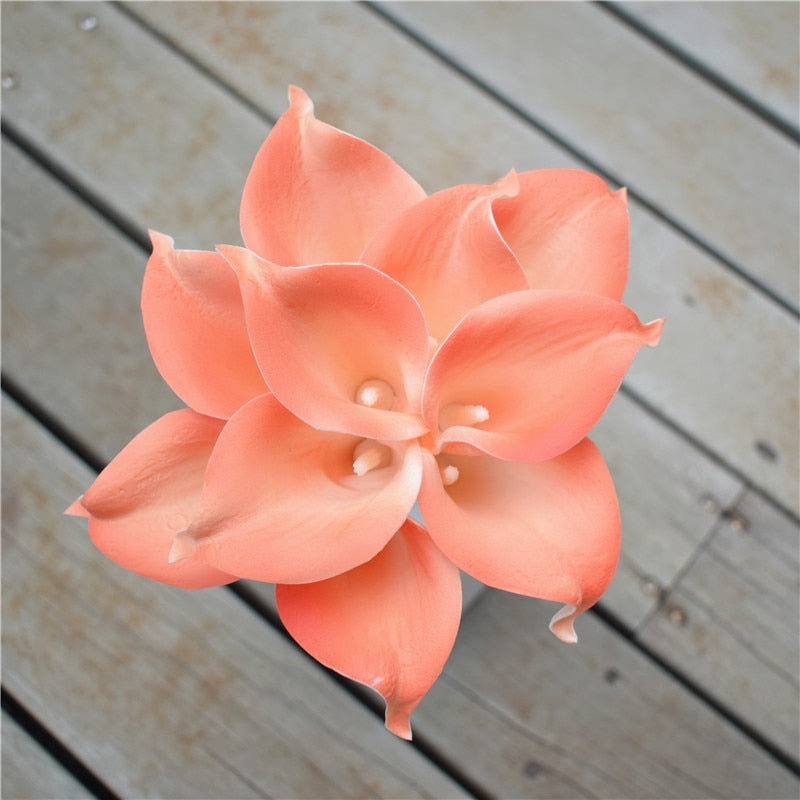 Lisslune | 10 marine blue Calla lily PU Real Touch flowers wedding decoration bouquets table decoration artificial flowers home decor