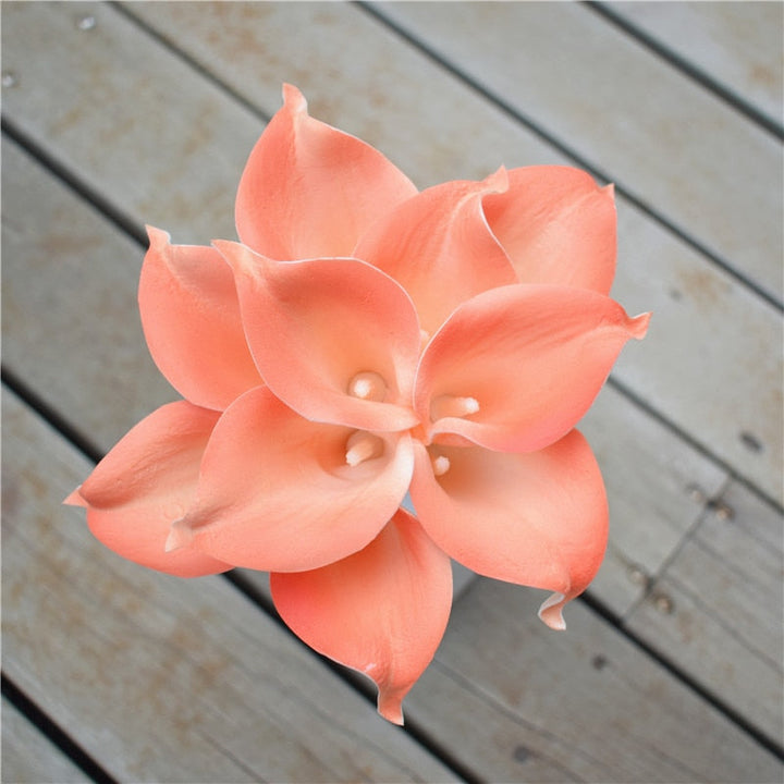 Lisslune | 10 marine blue Calla lily PU Real Touch flowers wedding decoration bouquets table decoration artificial flowers home decor