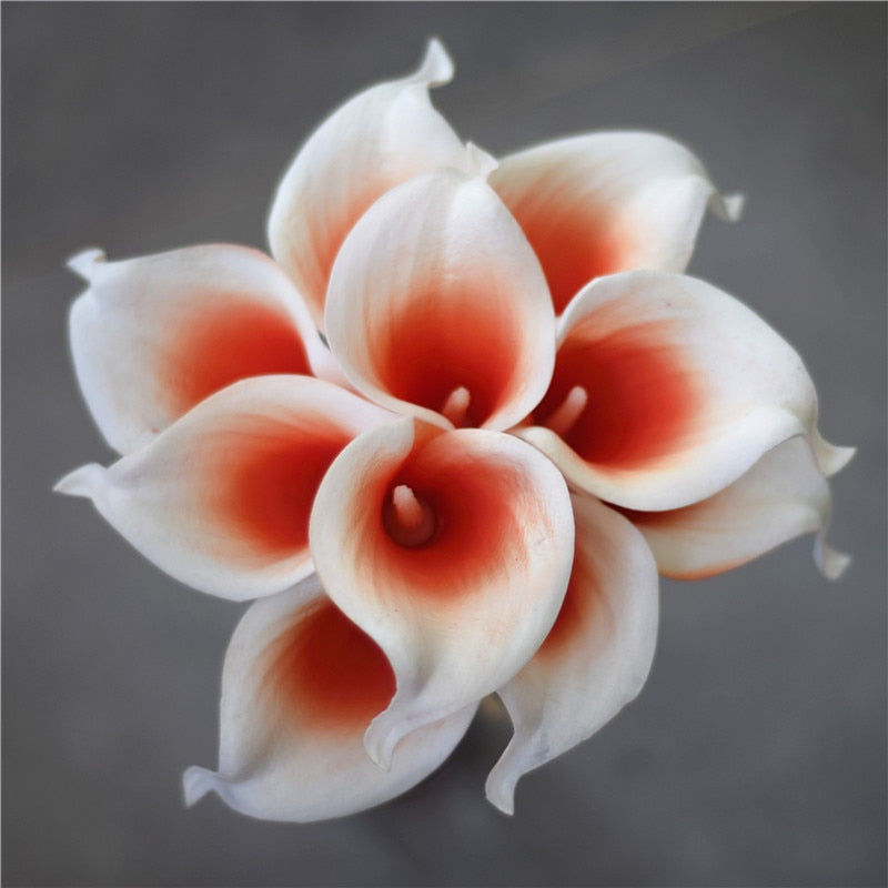Lisslune | 10 marine blue Calla lily PU Real Touch flowers wedding decoration bouquets table decoration artificial flowers home decor