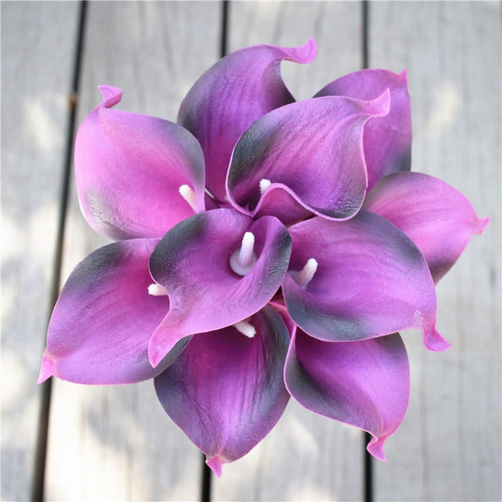 Lisslune | 10 marine blue Calla lily PU Real Touch flowers wedding decoration bouquets table decoration artificial flowers home decor