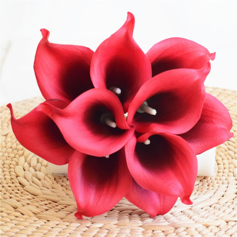 Lisslune | 10 marine blue Calla lily PU Real Touch flowers wedding decoration bouquets table decoration artificial flowers home decor