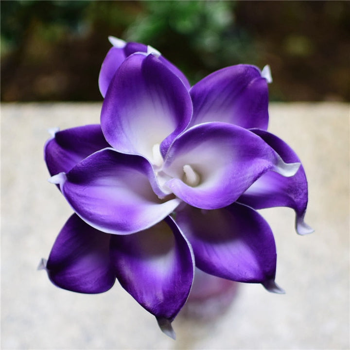 Lisslune | 10 marine blue Calla lily PU Real Touch flowers wedding decoration bouquets table decoration artificial flowers home decor