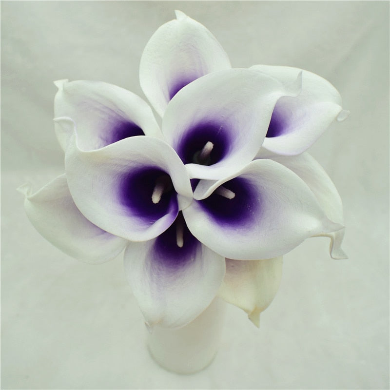 Lisslune | 10 marine blue Calla lily PU Real Touch flowers wedding decoration bouquets table decoration artificial flowers home decor