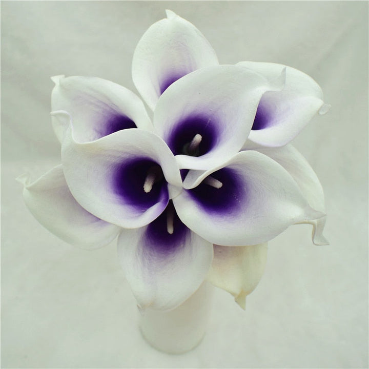 Lisslune | 10 marine blue Calla lily PU Real Touch flowers wedding decoration bouquets table decoration artificial flowers home decor