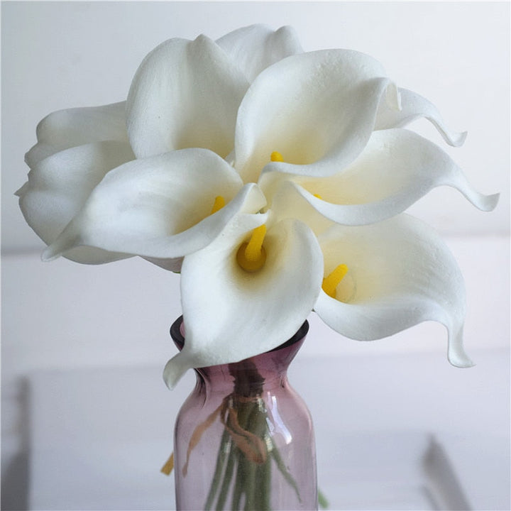 Lisslune | 10 marine blue Calla lily PU Real Touch flowers wedding decoration bouquets table decoration artificial flowers home decor