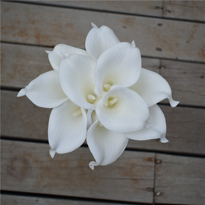 Lisslune | 10 marine blue Calla lily PU Real Touch flowers wedding decoration bouquets table decoration artificial flowers home decor