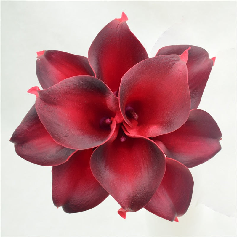 Lisslune | 10 marine blue Calla lily PU Real Touch flowers wedding decoration bouquets table decoration artificial flowers home decor