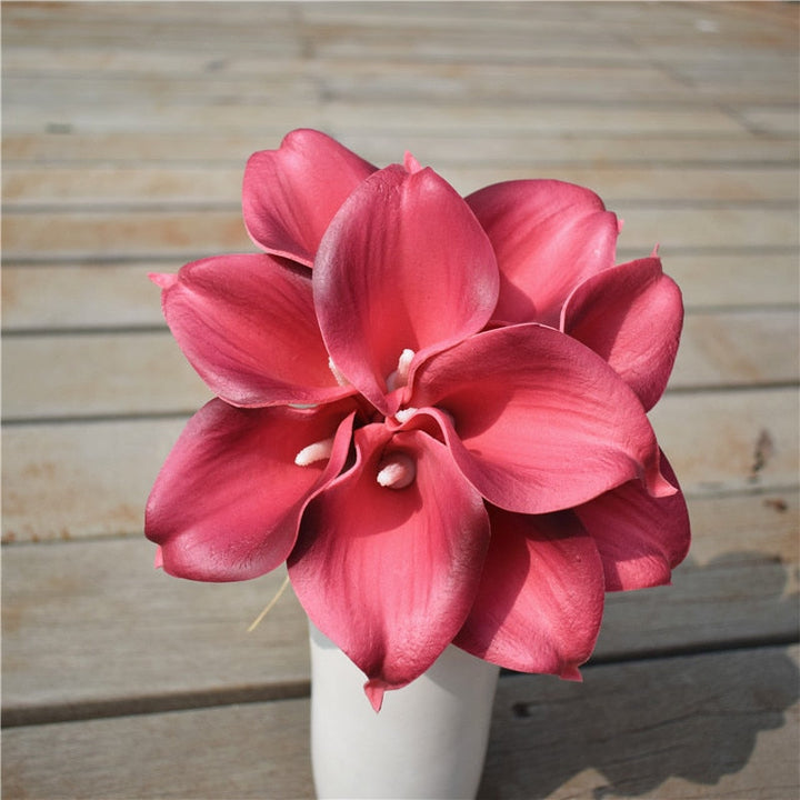 Lisslune | 10 marine blue Calla lily PU Real Touch flowers wedding decoration bouquets table decoration artificial flowers home decor