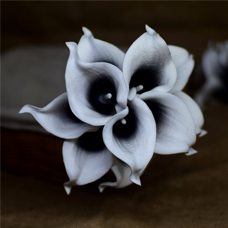 Lisslune | 10 marine blue Calla lily PU Real Touch flowers wedding decoration bouquets table decoration artificial flowers home decor