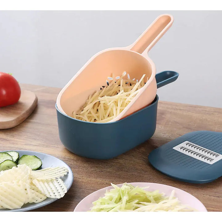 Lisslune | Multifunctional Vegetable Slicer With Catchment Container – Practical Kitchen Helper For Easy Cutting, Grating & Slicing