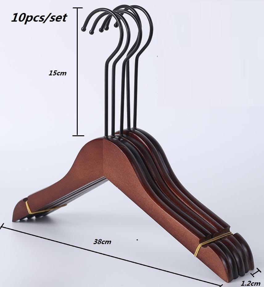 Lisslune | Elegant Retro Wooden Hangers: 10-Piece Set with Non-Slip Grip Design