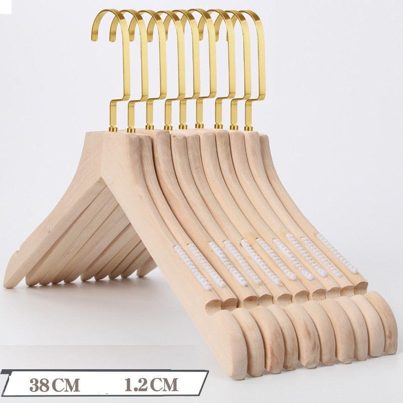 Lisslune | Elegant Retro Wooden Hangers: 10-Piece Set with Non-Slip Grip Design