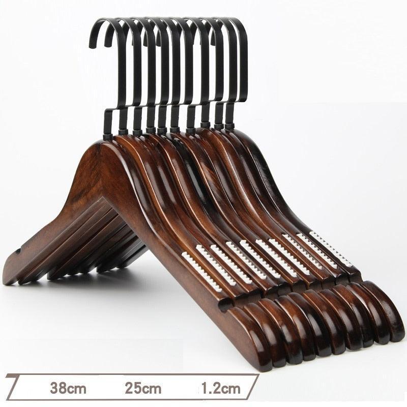 Lisslune | Elegant Retro Wooden Hangers: 10-Piece Set with Non-Slip Grip Design