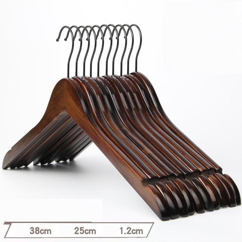 Lisslune | Elegant Retro Wooden Hangers: 10-Piece Set with Non-Slip Grip Design
