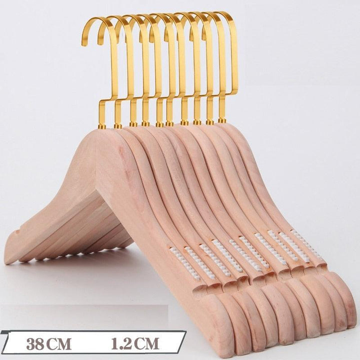 Lisslune | Elegant Retro Wooden Hangers: 10-Piece Set with Non-Slip Grip Design