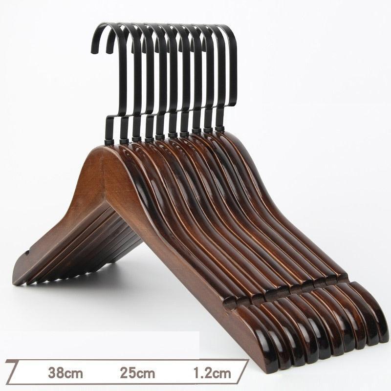 Lisslune | Elegant Retro Wooden Hangers: 10-Piece Set with Non-Slip Grip Design