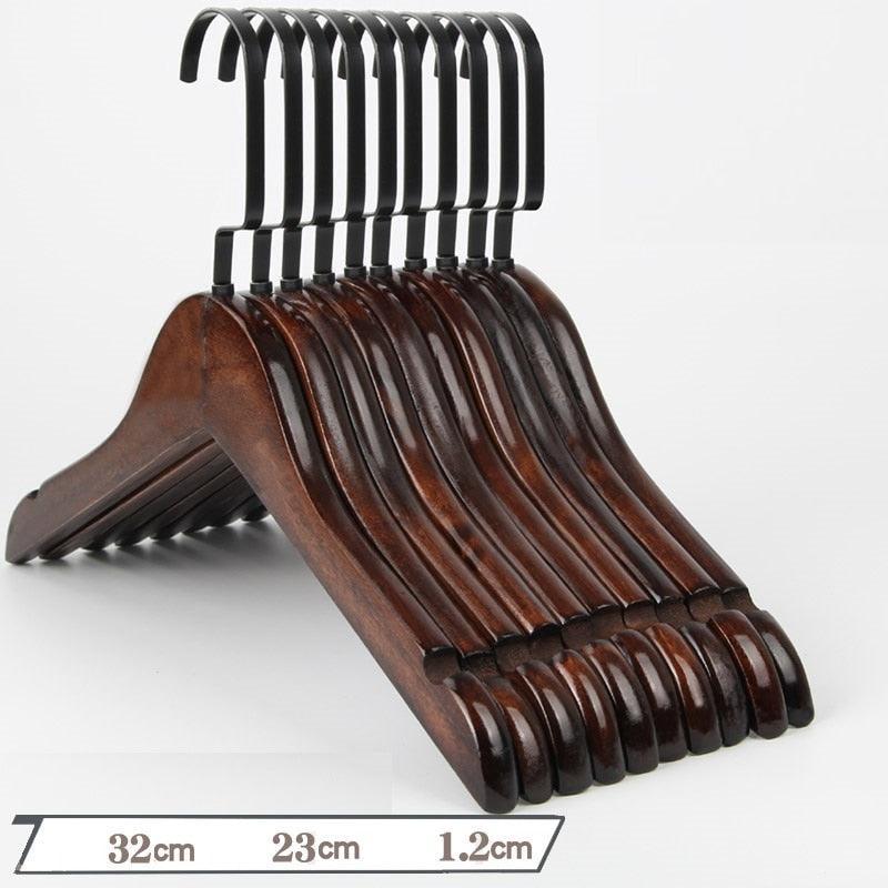 Lisslune | Elegant Retro Wooden Hangers: 10-Piece Set with Non-Slip Grip Design