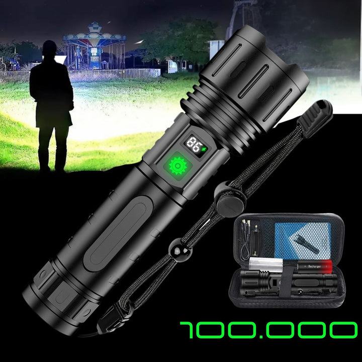 Lisslune | 100000 Lumen Tactical Flashlight | World's Brightest High-Powered Torch
