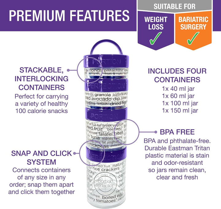 Lisslune | 100-Calorie Snack Portion Control Containers - Stackable Set