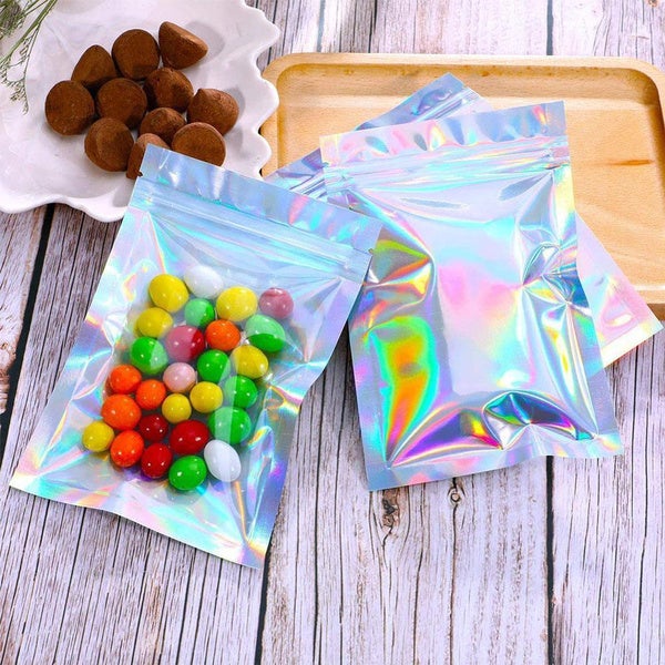 Lisslune | 100-Pack: Resealable holographic foil bags