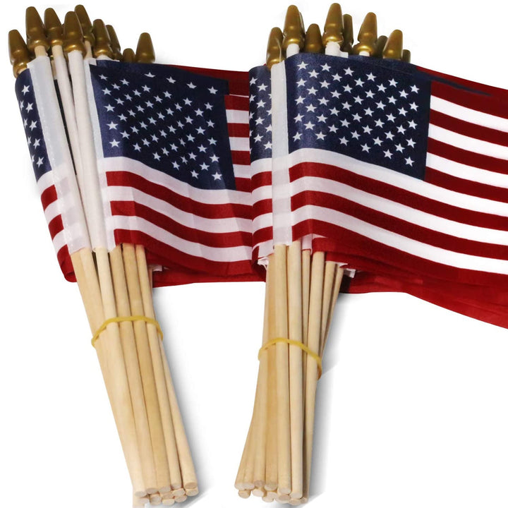 Lisslune | 100-Pack: USA 4x6 in wooden stick flag
