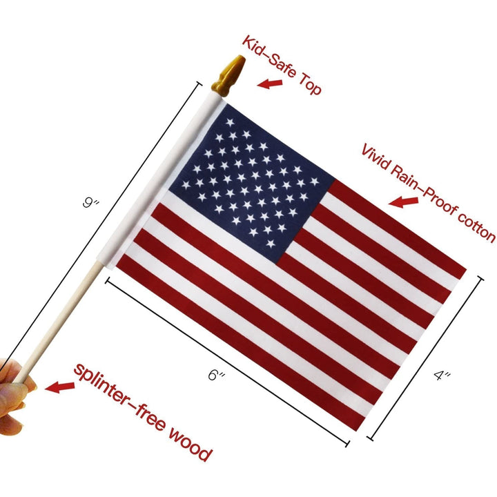 Lisslune | 100-Pack: USA 4x6 in wooden stick flag