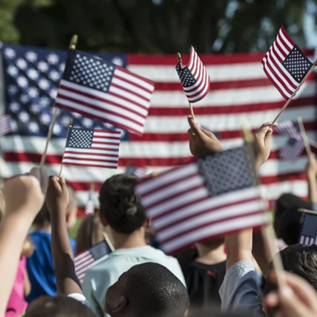 Lisslune | 100-Pack: USA 4x6 in wooden stick flag
