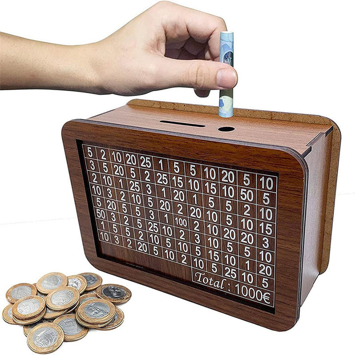 Lisslune | SaveSmart - Wooden Display Savings Goal Piggy Bank