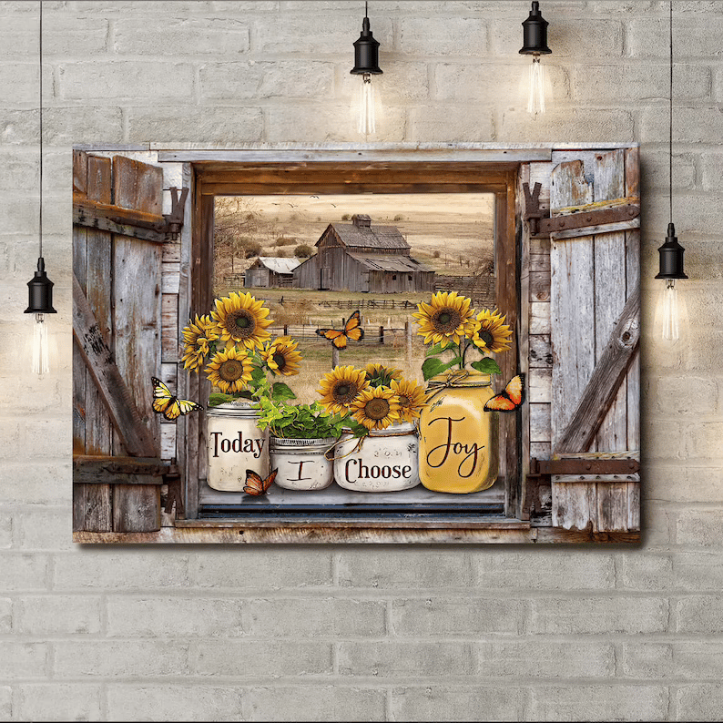 Lisslune | Decorative Butterfly Sunflower Wall Painting