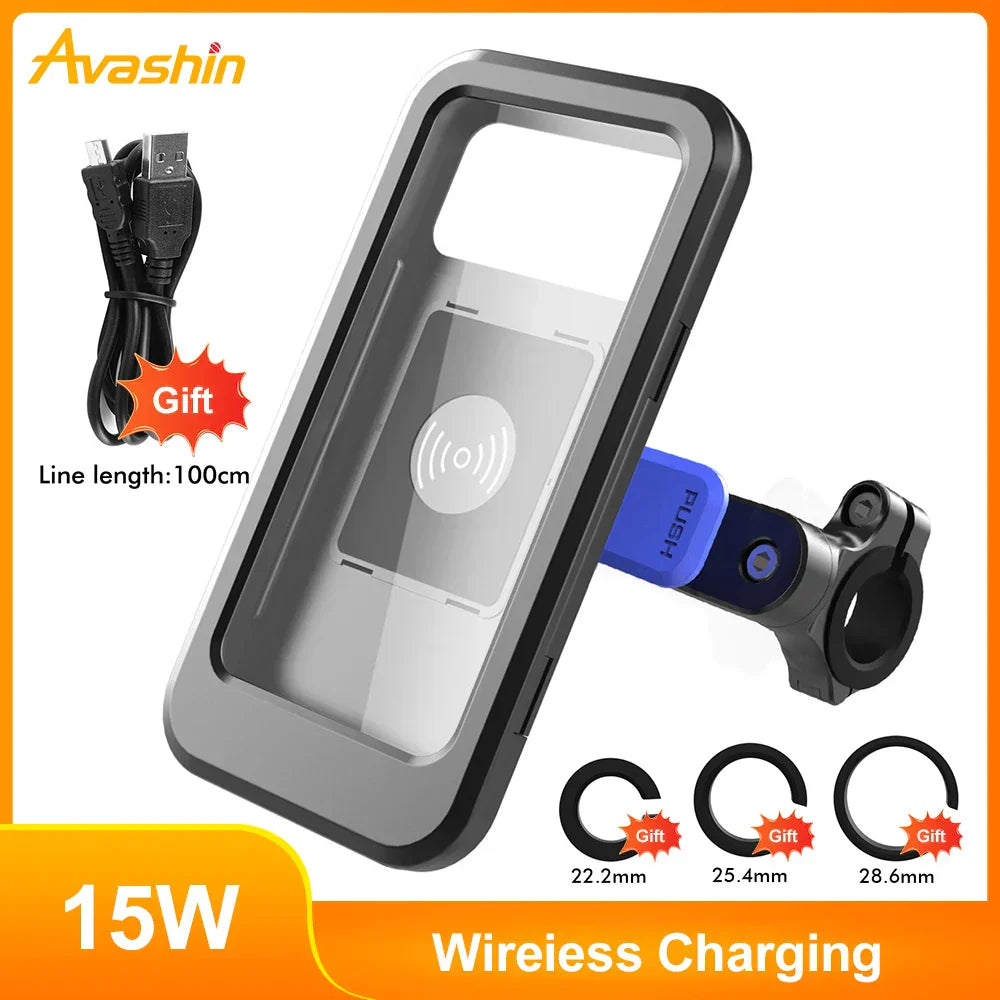 Lisslune | RideCharge Pro – Waterproof Phone Holder with USB and 15W Wireless Charging for Bicycle and E-Bike