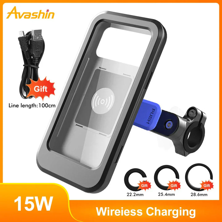 Lisslune | RideCharge Pro – Waterproof Phone Holder with USB and 15W Wireless Charging for Bicycle and E-Bike