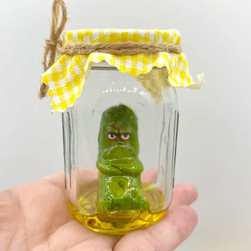 Lisslune | Grumpy Pickle in a Jar Sculpture