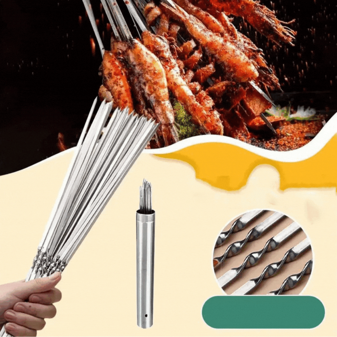 Lisslune | Stainless Steel BBQ Tools Grill Skewers 10 Pieces
