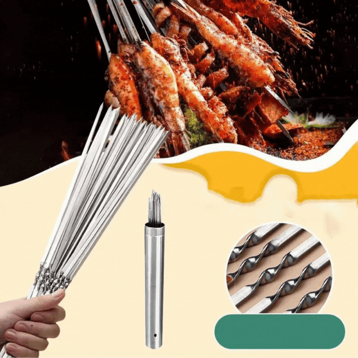 Lisslune | Stainless Steel BBQ Tools Grill Skewers 10 Pieces