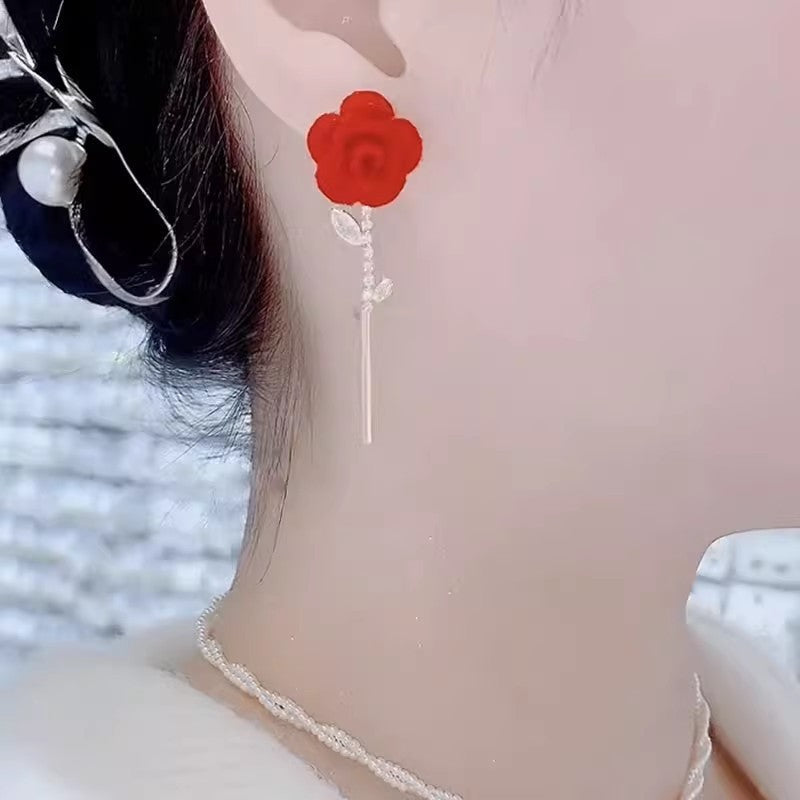 Lisslune | Red Velvet Rose Earrings