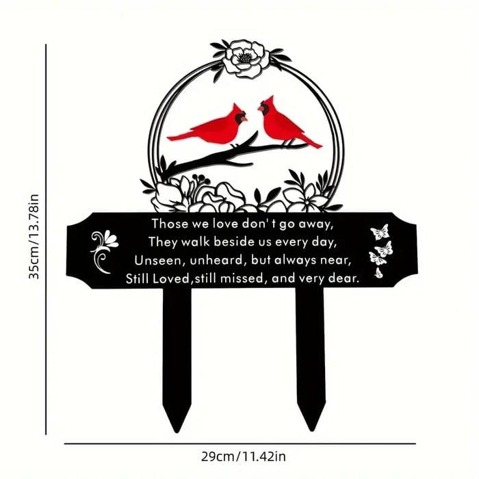 Lisslune | Metal Cardinal Cemetery Memorial Stake
