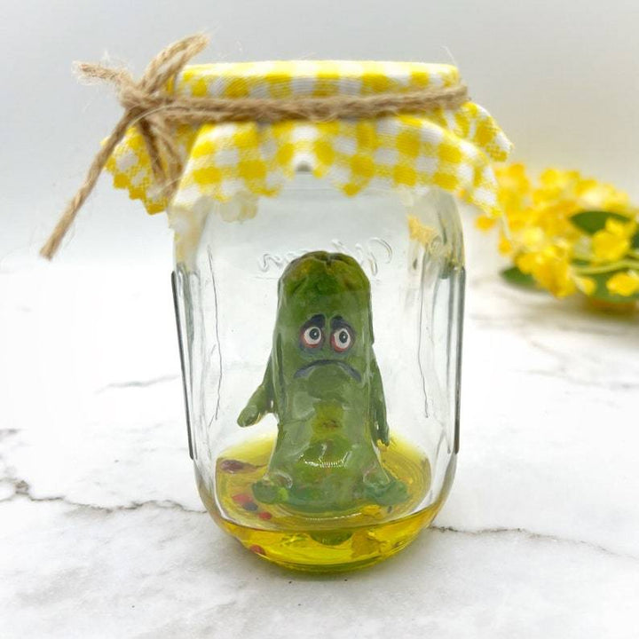 Lisslune | Grumpy Pickle in a Jar Sculpture