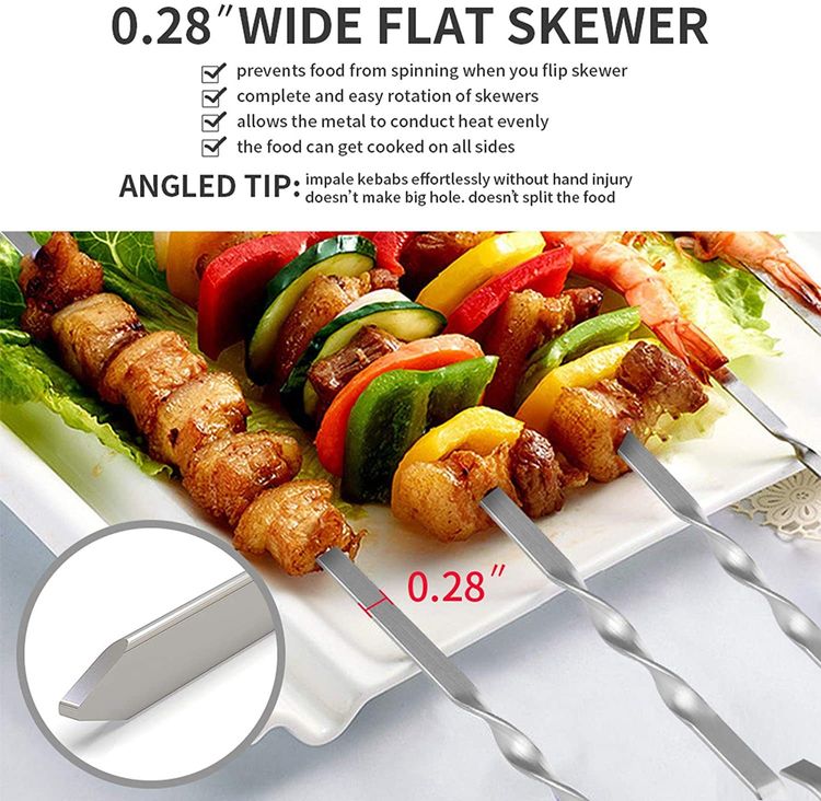 Lisslune | Stainless Steel BBQ Tools Grill Skewers 10 Pieces