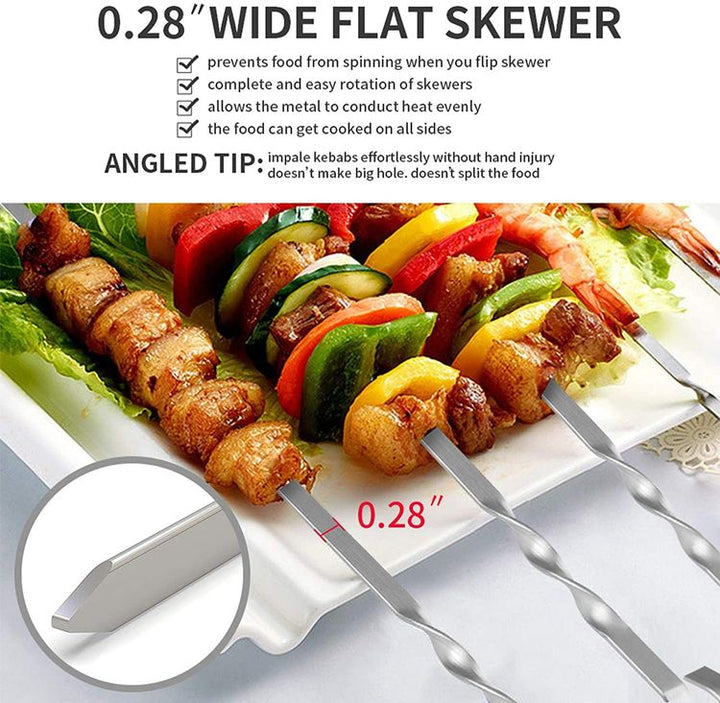 Lisslune | Stainless Steel BBQ Tools Grill Skewers 10 Pieces