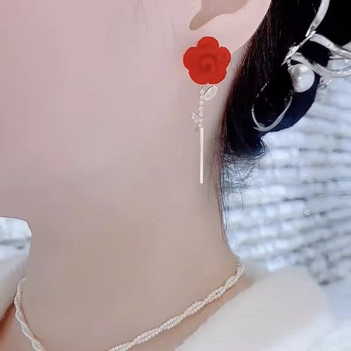 Lisslune | Red Velvet Rose Earrings