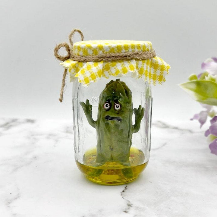 Lisslune | Grumpy Pickle in a Jar Sculpture