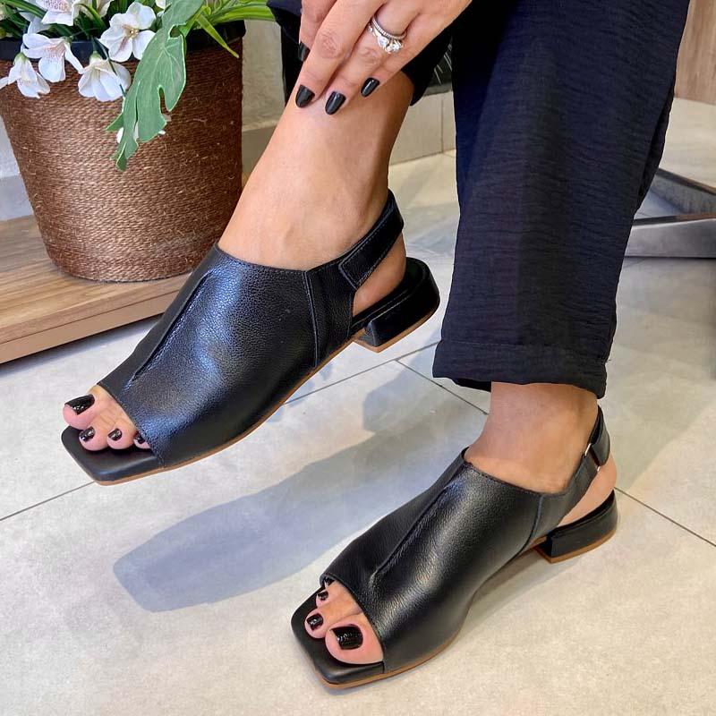 Lisslune | Simple leather sandals with soft footbed