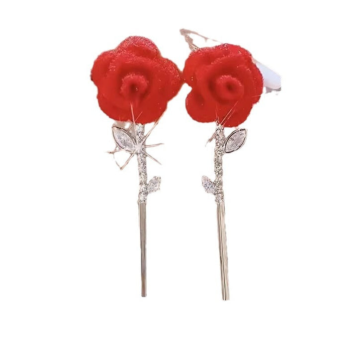 Lisslune | Red Velvet Rose Earrings