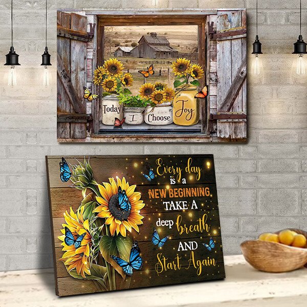 Lisslune | Decorative Butterfly Sunflower Wall Painting