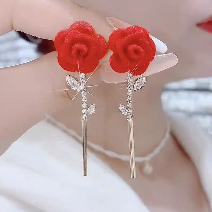 Lisslune | Red Velvet Rose Earrings