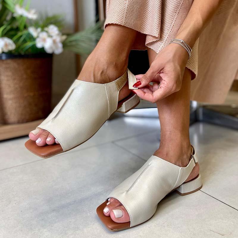 Lisslune | Simple leather sandals with soft footbed